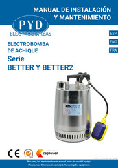 PYD Electrobombas BETTER 750BS Manual De Instalación Y Mantenimiento