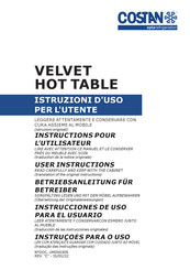 Costan Velvet Hot Table Design WO Instrucciones De Uso Para El Usuario