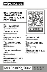 Parkside PAPK12A3-102020- Instrucciones De Uso