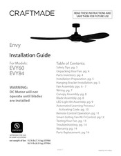 Craftmade Envy EVY60 Guia De Instalacion