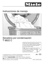 Miele T 8822 C Instrucciones De Manejo