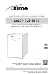 Sime SOLO HE 25 EV Manual De Uso, Instalación Y Mantenimiento