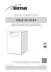 Sime SOLO 25 EV Manual De Uso, Instalación Y Mantenimiento