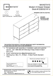 Mainstays GSB332197-2 Instrucciones De Montaje