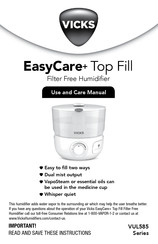 Vicks EasyCare+ Top Fill VUL585 Serie Manual De Uso Y Cuidado