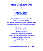 PREMIUM BALLON ACCESSORIES Mini Cool Aire Pro Manual De Instrucciones