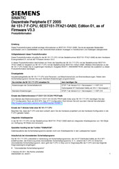 Siemens SIMATIC IM 151-7 F-CPU Información Del Producto