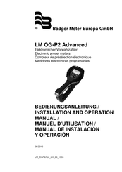 Badger Meter LM OG-P2 Advanced Manual De Instalación Y Operación