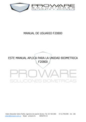 Proware F20800 Manual De Usuario