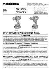 Metabo HPT DS 18DEX Instrucciones De Seguridad Y Manual De Instrucciones