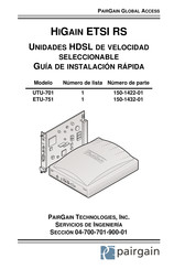 PairGain HiGain ETSI RS ETU-751 Guía De Instalación Rápida