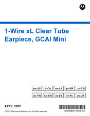 Motorola 1-Wire xL Clear Tube Earpiece Manual Del Usuario