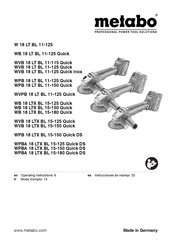 Metabo WB 18 LTX BL 15-150 Quick Instrucciones De Manejo