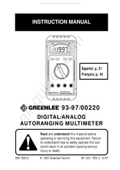 Greenlee 93-97/00220 Manual De Instrucciones