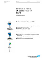 Endress+Hauser Micropilot FMR67B Información Técnica