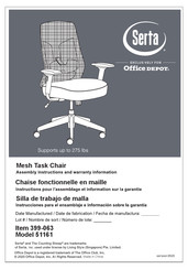 Office Depot Serta 51161 Instrucciones Para El Ensamblaje E Informacion Sobre La Garantie