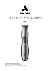 Andis D-8 Instrucciones De Uso Y Cuidado