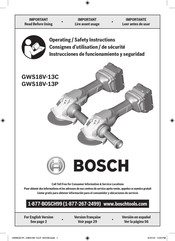 Bosch GWS18V-13C Instrucciones De Funcionamiento Y Seguridad