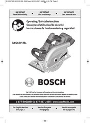 Bosch GKS18V-26L Instrucciones De Funcionamiento Y Seguridad