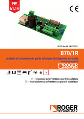 Roger Technology B70/1R Instrucciones Y Advertencias Para El Instalador