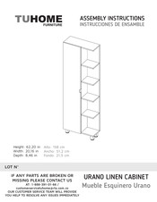 TUHOME Furniture Urano Linen Cabinet Instrucciones De Ensamble