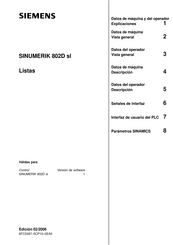 Siemens SINUMERIK 802D sl Manual De Instrucciones