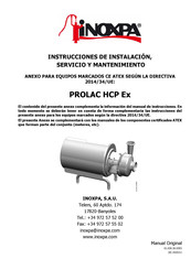 iNOXPA PROLAC HCP Ex Instrucciones De Instalación, Servicio Y Mantenimiento