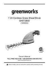 GreenWorks 1600002 Manual Del Propietário