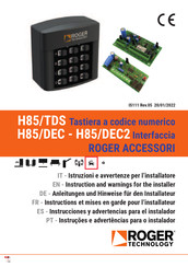 Roger Technology H85/DEC2 Instrucciones Y Advertencias Para El Instalador