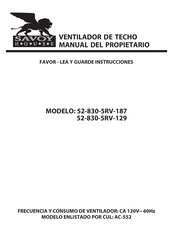 Savoy House 52-830-5RV-187 Manual Del Propietário