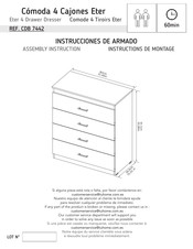 TUHOME Furniture Eter CDB 7442 Instrucciones De Armado