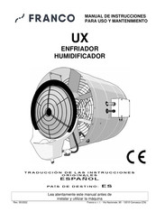 FRANCO UX56-M Manual De Instrucciones  Para Uso Y Mantenimiento