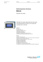 Endress+Hauser RIA16 Información Técnica