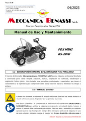 Meccanica Benassi FOX MINI 85-2WD Manual De Uso Y Mantenimiento