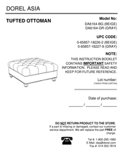 DOREL ASIA TUFTED OTTOMAN DA6164-BG Instrucciones De Montaje