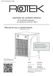 Rotek HF-22-400-BG Manual De Uso Y Mantenimiento