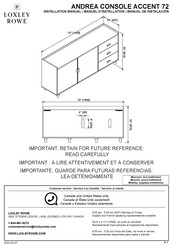 Loxley rowe ANDREA CONSOLE ACCENT 72 Manual De Instalación