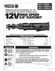 Matco Tools MCL1238RA Instrucciones De Operación