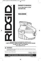 RIDGID VAC40000 Manual Del Usuario