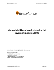 Ecosolar i5000 Manual Del Usuario E Instalador