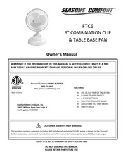 Comfort Home Products SEASONS COMFORT FTC6 Manual Del Usuario