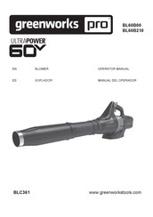 GreenWorks Pro ULTRA POWER 60V BL60B00 Manual Del Operador