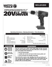 Matco Tools MCL1840CHRG Manual De Instrucciones