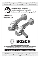 Bosch Professional GWS 18V-10 P Instrucciones De Funcionamiento Y Seguridad