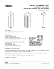 Robern TENOR DIMMABLE LIGHT Instrucciones De Instalación