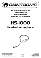 Omnitronic HS-1000 Manual Del Usuario