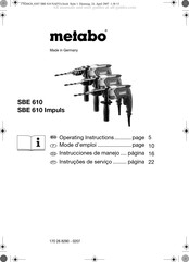 Metabo SBE 610 Instrucciones De Manejo
