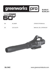 GreenWorks Pro ULTRAPOWER 60V BL60L01 Manual Del Operador