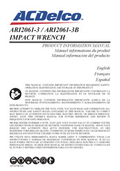 ACDelco ARI2061-3B Manual Información Del Producto