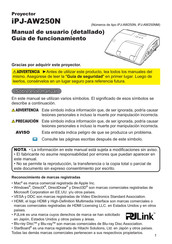 PJLink iPJ-AW250N Guia De Funcionamiento